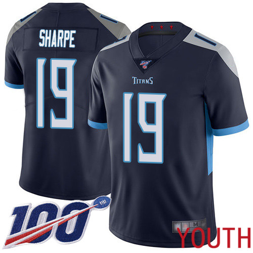 Tennessee Titans Limited Navy Blue Youth Tajae Sharpe Home Jersey NFL Football 19 100th Season Vapor Untouchable